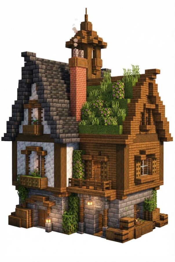 Construction maison bois Minecraft