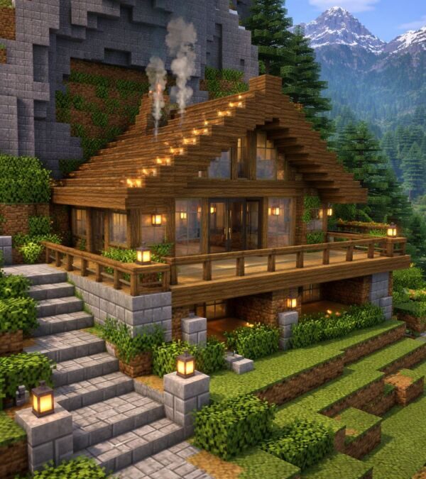 maison en bois dans minecraft