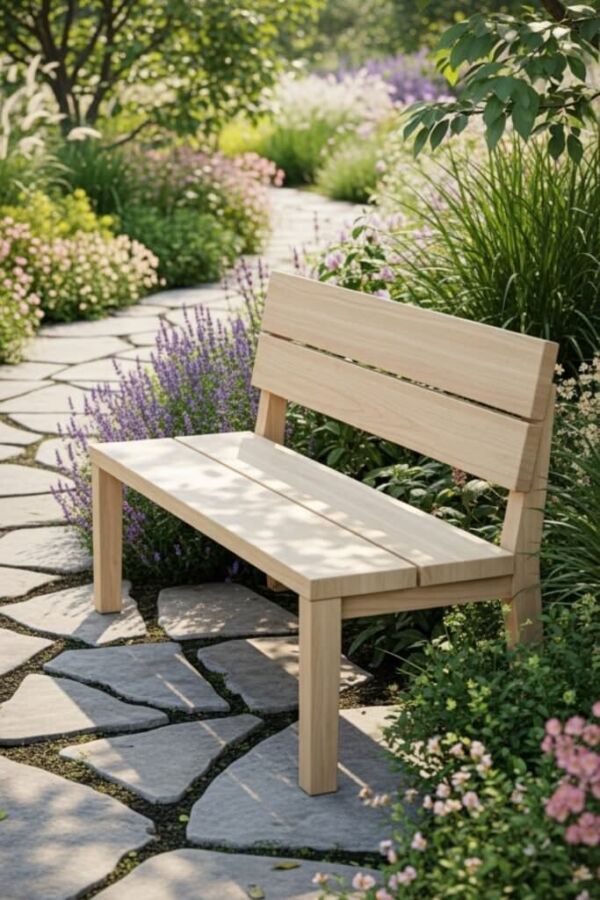 Style banc bois extérieur