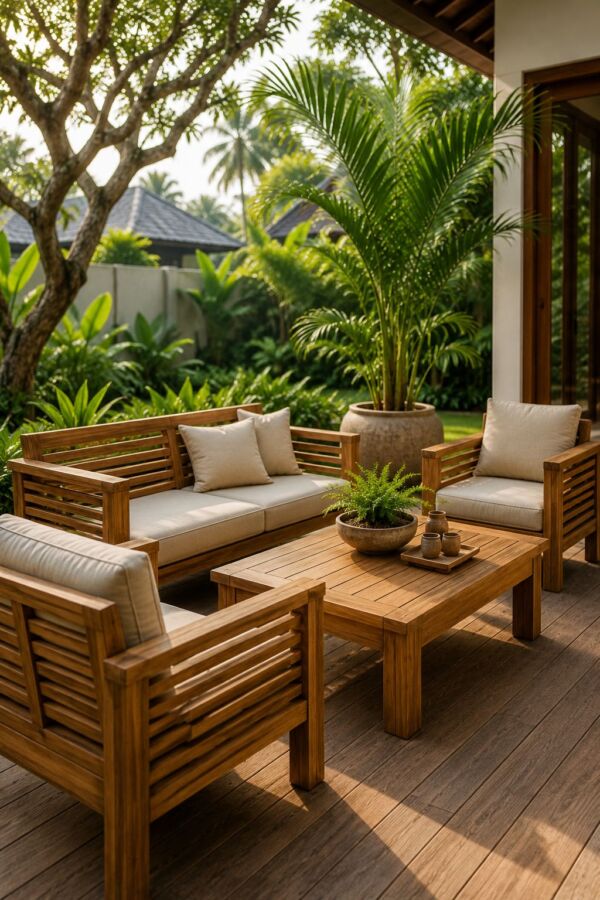 Ensemble extérieur en bois exotique