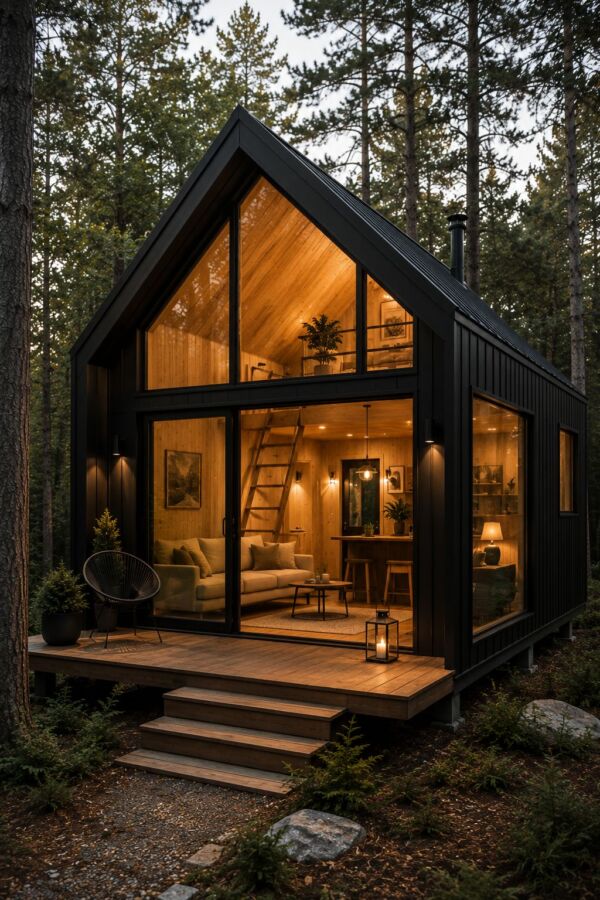 Moderne maison bois compacte