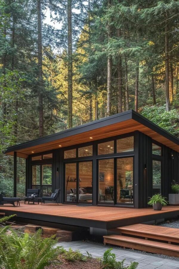 Moderne maison bois compacte