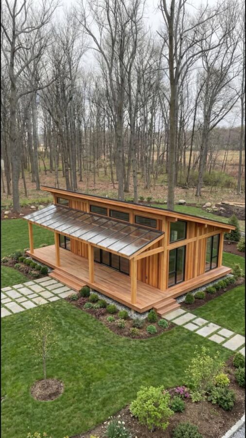 Moderne maison bois compacte