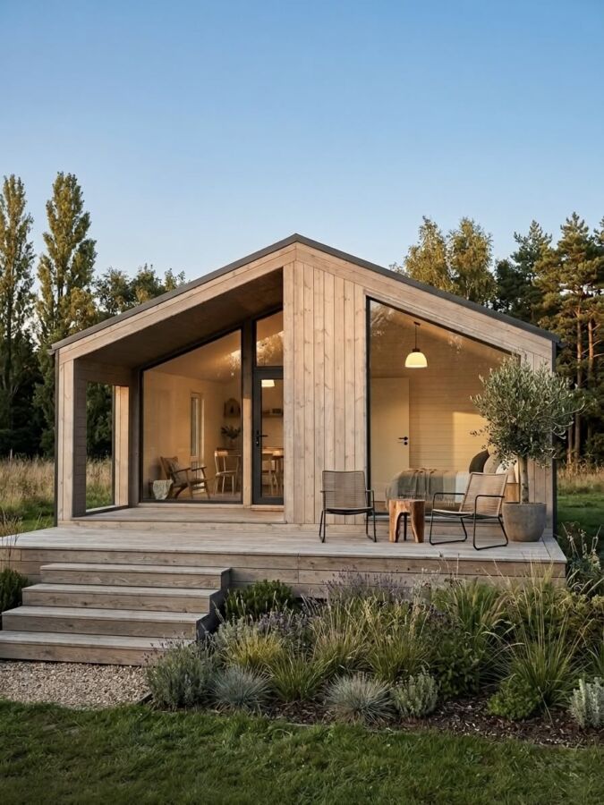 Moderne maison bois compacte