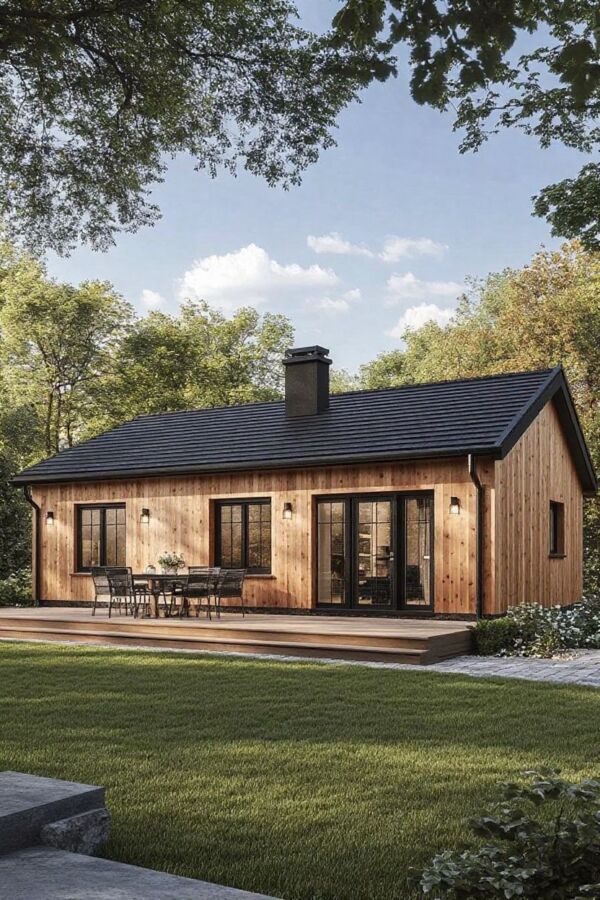 Moderne maison bois compacte