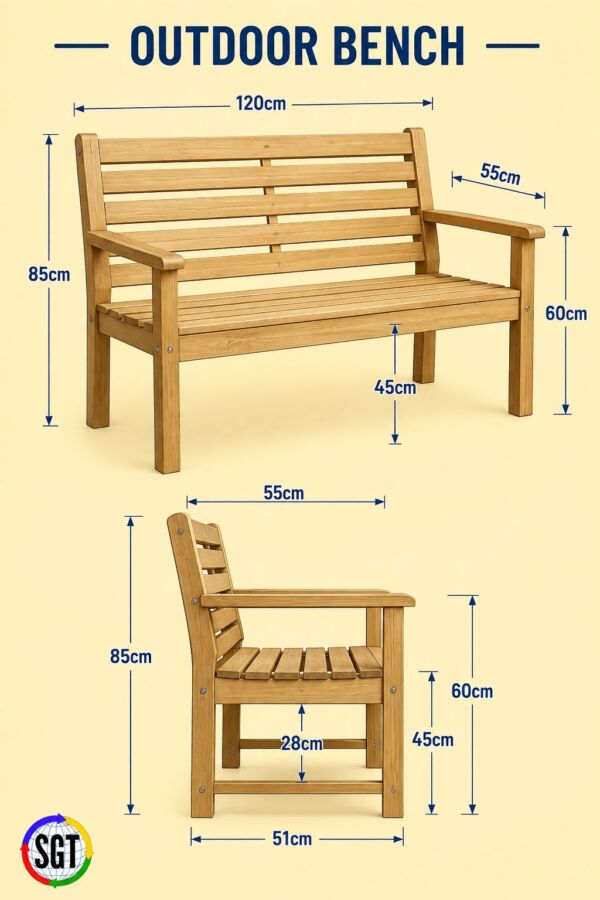 Banc extérieur en bois élégant
