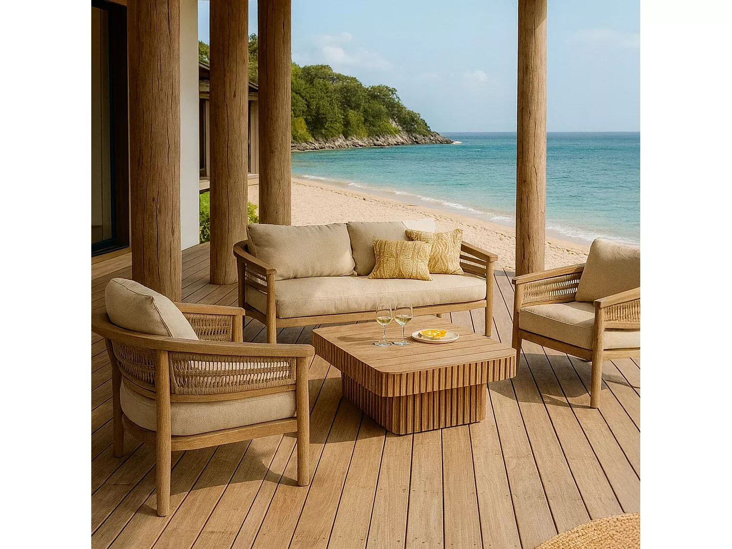 Ensemble détente bois exotique